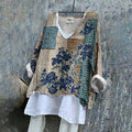 Floral Embroidered Japanese Sashiko Fiber Art Linen Blend Tunic artswardrobe