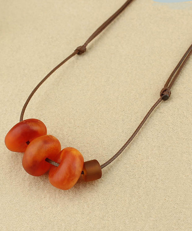 Red Resin Beeswax Pendant Necklace