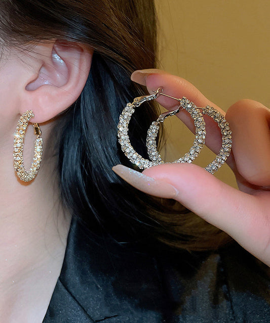 Gold Copper Zircon Hoop Earrings