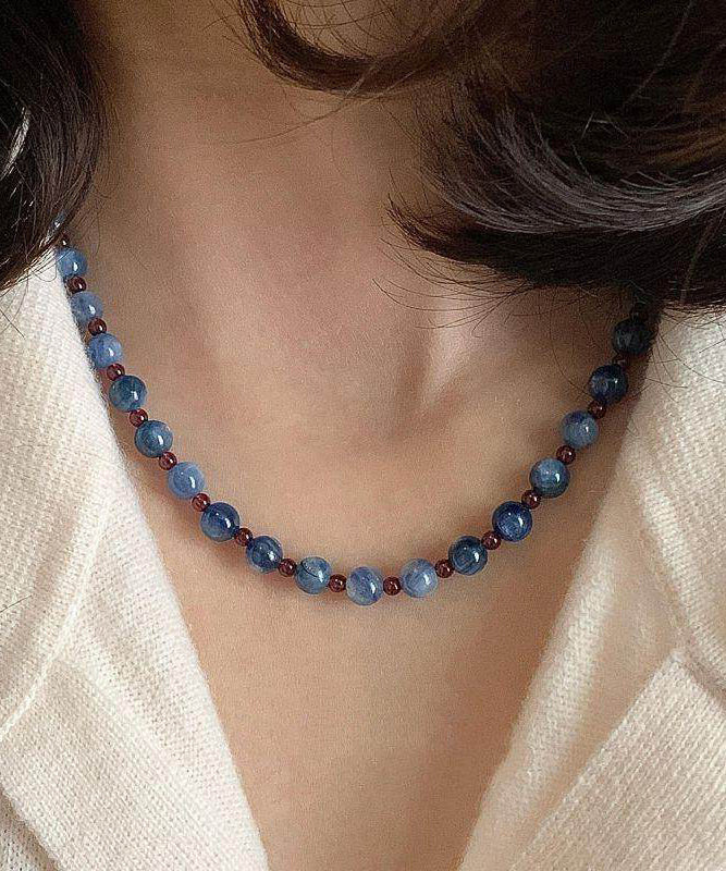 Art Blue Garnet Beaded Alloy Choker