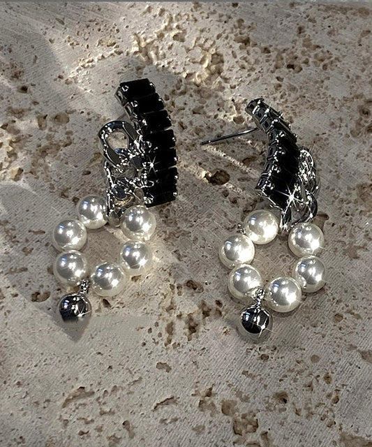 Boutique Black Copper Overgild Pearl Drop Earring