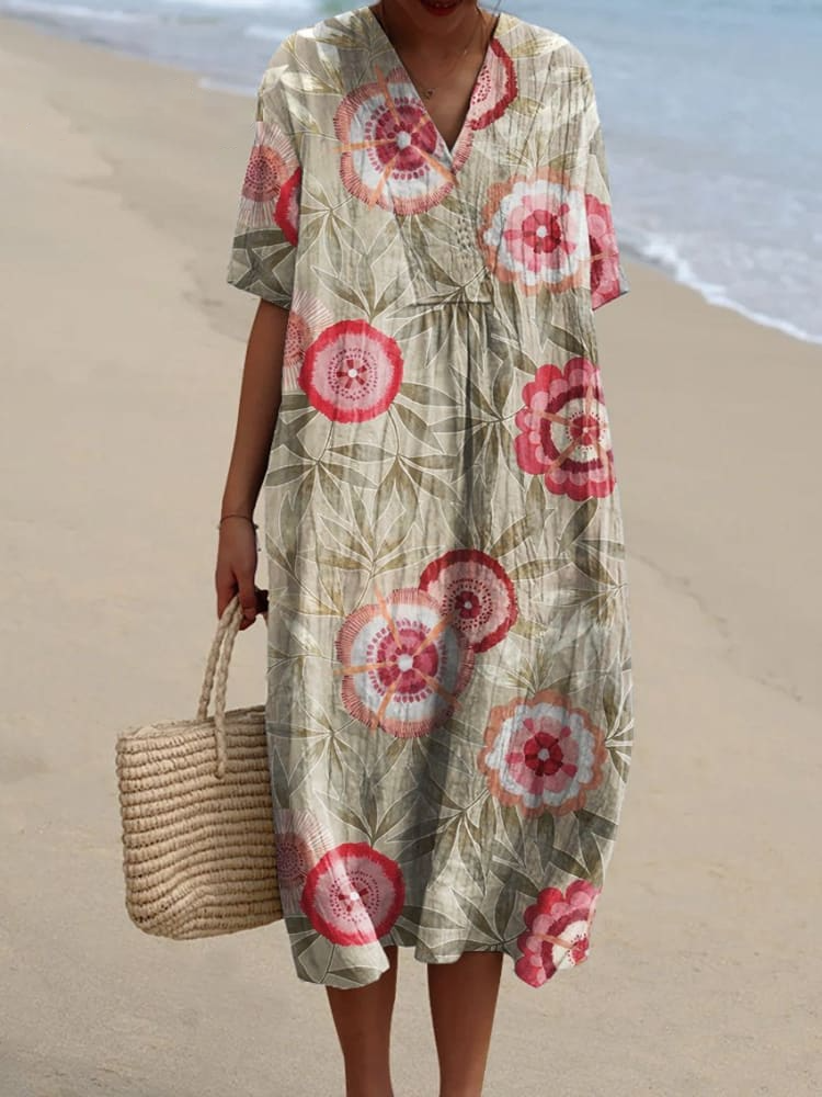 Women's Flower Art Print Casual Dress