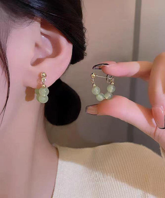 Green Overgile Crystal Hoop Earrings