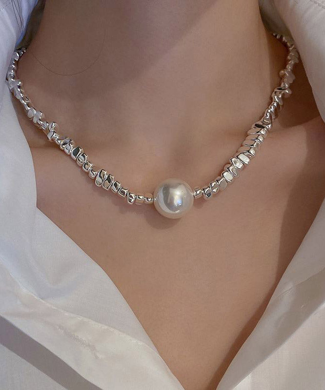 Copper Asymmetricar Geometric Pearl Necklace