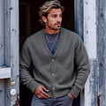 Men's Solid Color V-Neck Button Sweater Cardigan artswardrobe