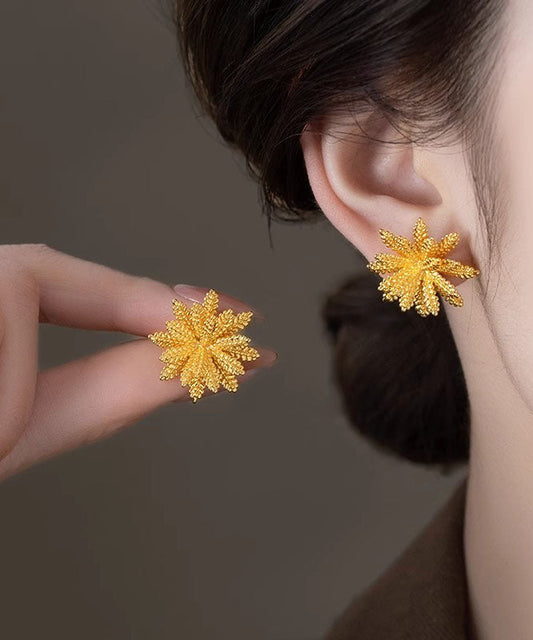 Stylish Gold Copper Alloy Ear of Wheat Stud Earrings