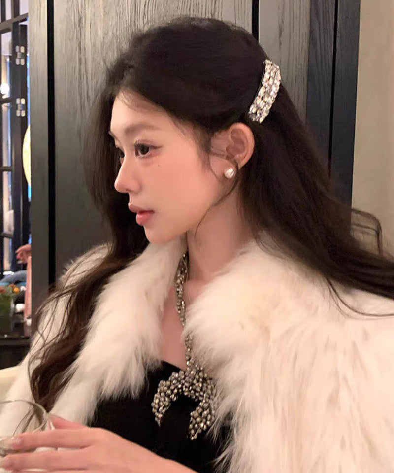 White Acrylic Zircon Hairpin