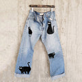 Retro Cute Black Cat Abstract Art Design Jeans elevenforest