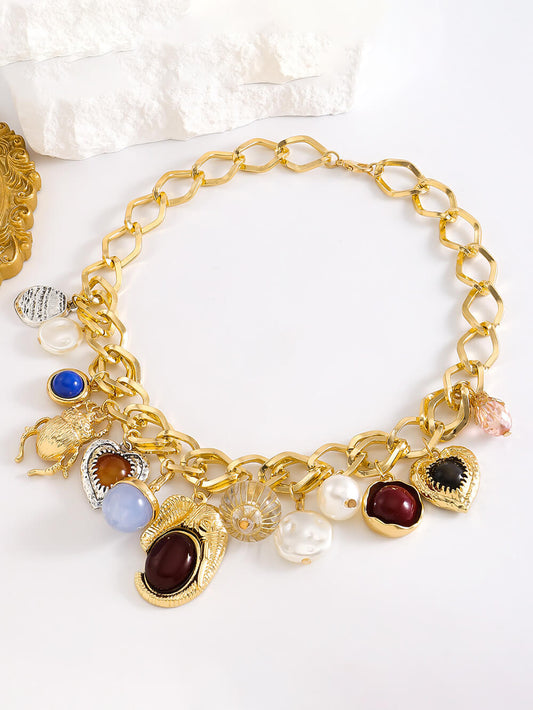 Retro Lantern Imitation Pearl Necklace