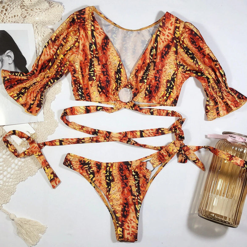 Isidora® | Printed Bikini With Puffy Sleeves