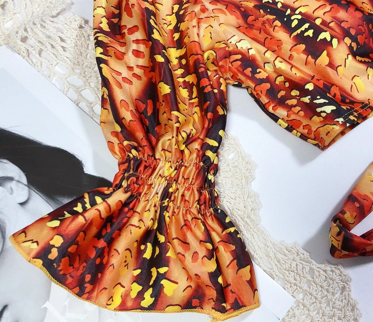 Brandei® | Printed Bikini With Puffy Sleeves