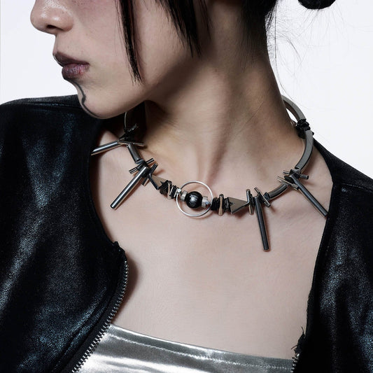Industrial Spike Choker Necklace
