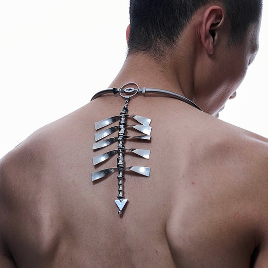 Chrome Spine Arrow Necklace