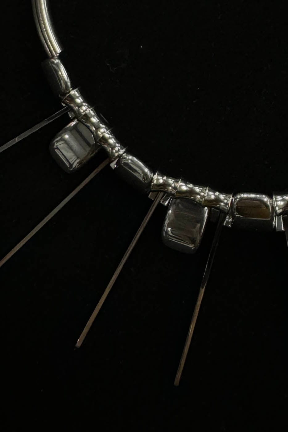 Double-strand Metallic Spike Choker Necklace