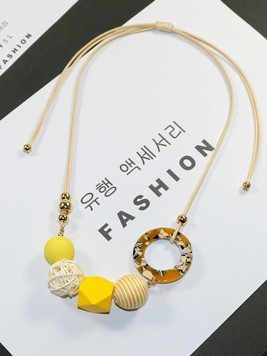 Pendant Wooden Necklace Resin