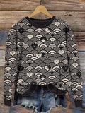 Japanese vintage Cats And Waves Pattern Cozy Sweatshirt elevenforest