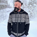 Men's Viking Art Jacquard Knitting Hooded Cardigan artswardrobe