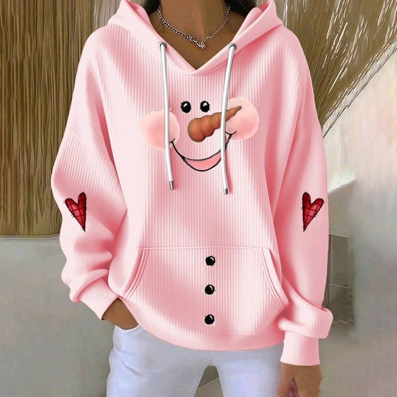 Comstylish Women's Christmas Snowman Print Casual Hoodie