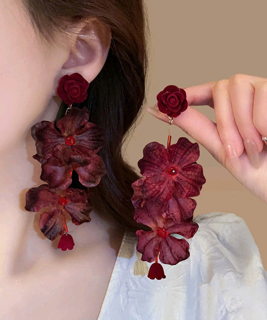 Loose Mulberry Fabric Resin Tassel Drop Earrings