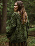 Women's Celtic Knot Gradient Color Cozy Knit Hooded Cardigan artswardrobe