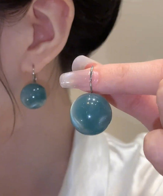Blue Sterling Silver Ball Drop Earrings
