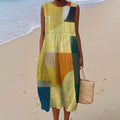 Women's Retro Abstract Geometric Art Print Sleeveless Dress artswardrobe