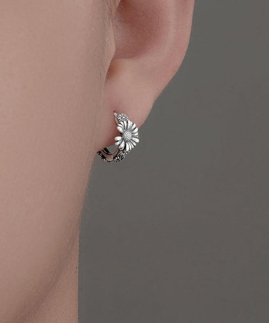 Silk Copper Little Daisy Hoop Earrings