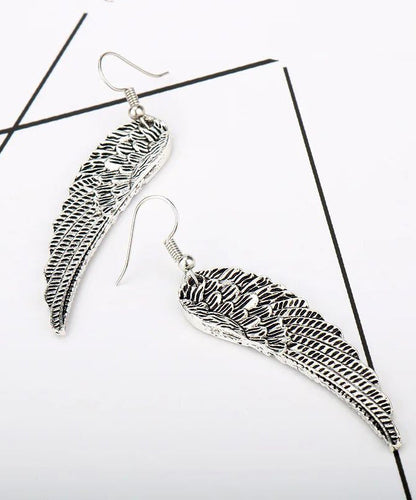 Punk Retro Sterling Silver Angel Wings Hoop Earrings