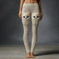 Women's Cute Cat Face Embroidered Cozy Casual Leggings elevenforest