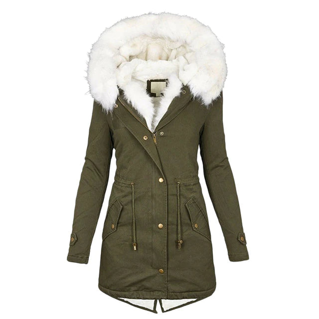 LM | Stylish warm coat with fur hood