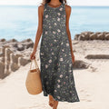 Women's Vintage Floral Art Sleeveless Dress artswardrobe