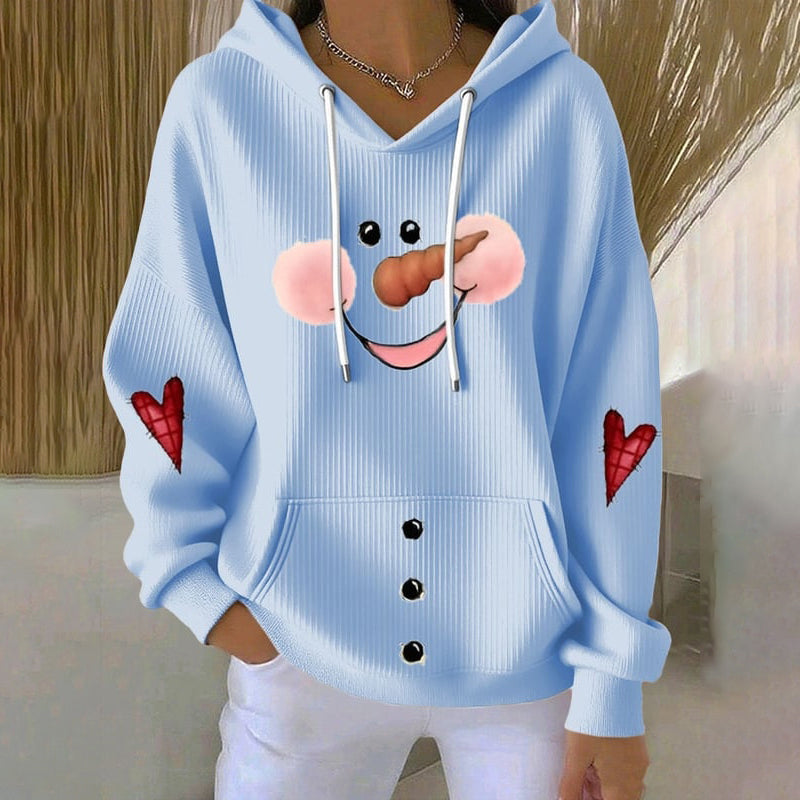 Comstylish Women's Christmas Snowman Print Casual Hoodie