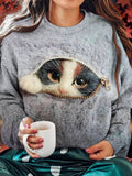 Cute Zipper Felt Cat Women's Sweatshirt elevenforest