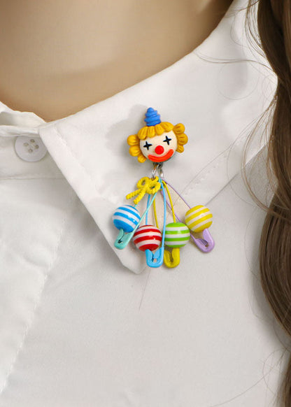 Yellow Alloy Circus Clown Brooches