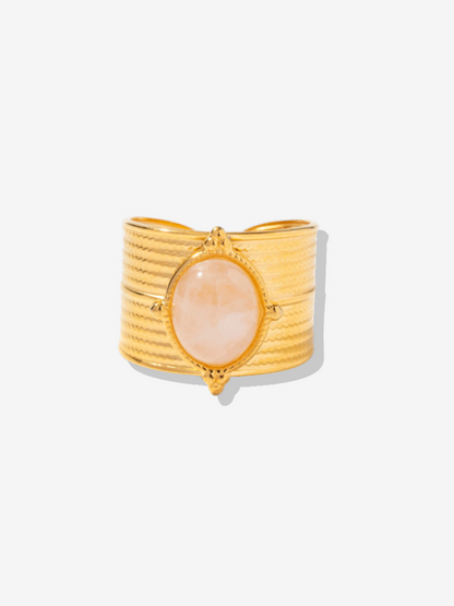 Pink Quartz Adjustable Ring Set