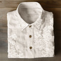 Comstylish Classy Floral Embroidered Lace Linen Blend Blouse