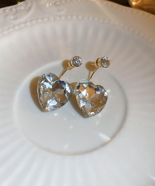 Fine Gold Copper Overgild Zircon Love Drop Earrings