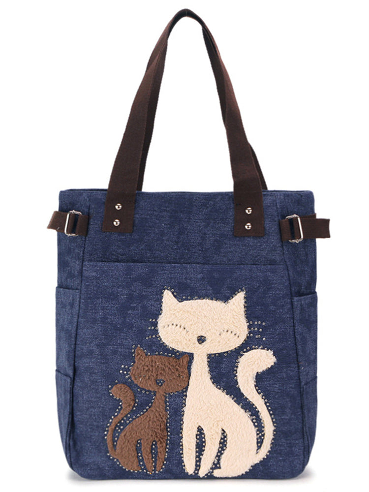 Fuzzy Cats Rhinestone Utility Shoulder Bag elevenforest