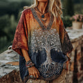Comstylish Women's Viking Tribal Tree Of Life In Rainbow Art Casual Shirt