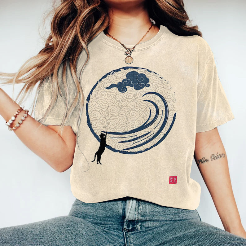 Japanese Cat Art Vintage T Shirt elevenforest
