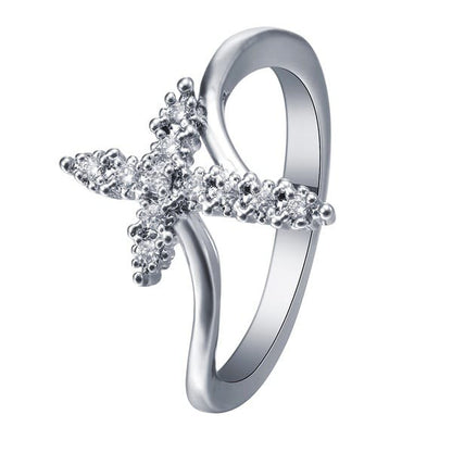 Crystal Cross Ring