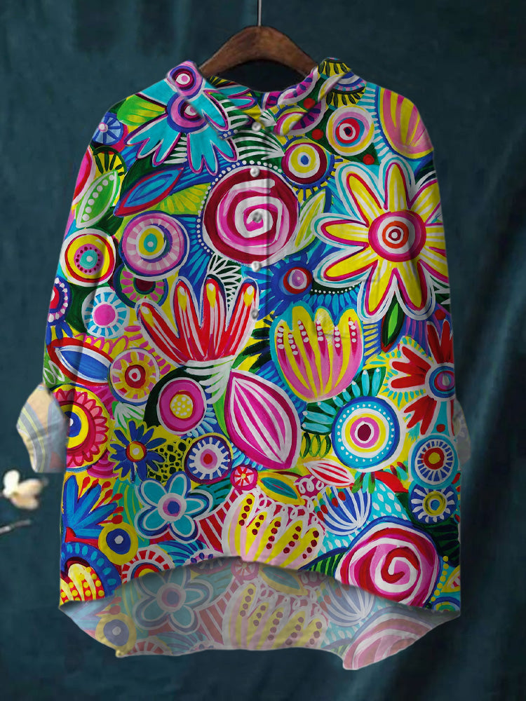 Women's Colorful Small Flower Print Shirt