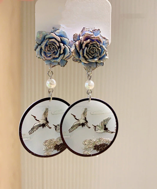 Retro Black Acrylic Pearl Drop Earrings