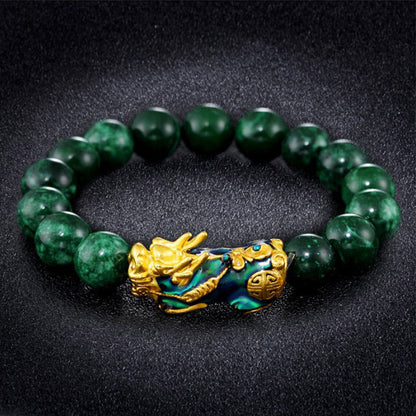 Buddha Stones Fengshui Pixiu Jade Protection Bracelet