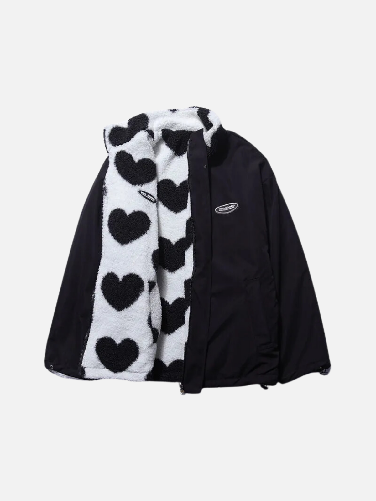 LM | Warm autumn coat with a cozy lining and pretty heart pattern