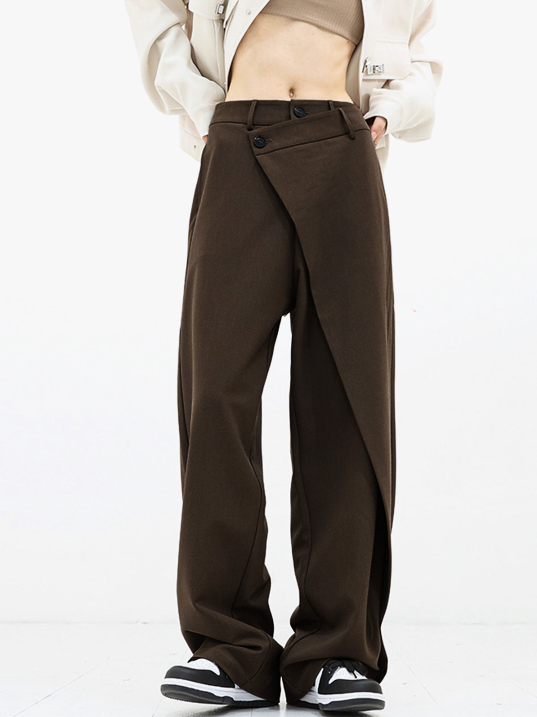 LM | Trendy asymmetric trousers with wide legs