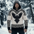 Men's Viking Art Jacquard Celtic Cozy Hooded Sweater artswardrobe