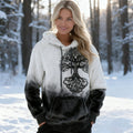 Comstylish Women's Viking Celtic Tree Of Life Color Block Comfortable Plush Hoodie