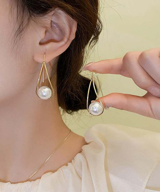 Copper Overgild Pearl Drop Earrings