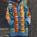 Vintage Cute Family Of Cat Art Women's Sweater Hooded Cardigan elevenforest